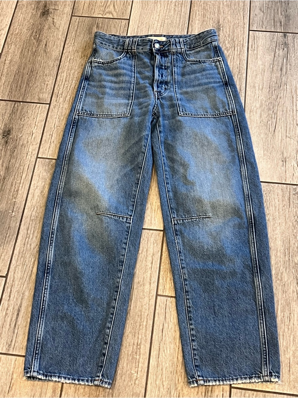 Madewell Darted Barrel Leg Jeans Women 25T Blue High Rise Button Fly